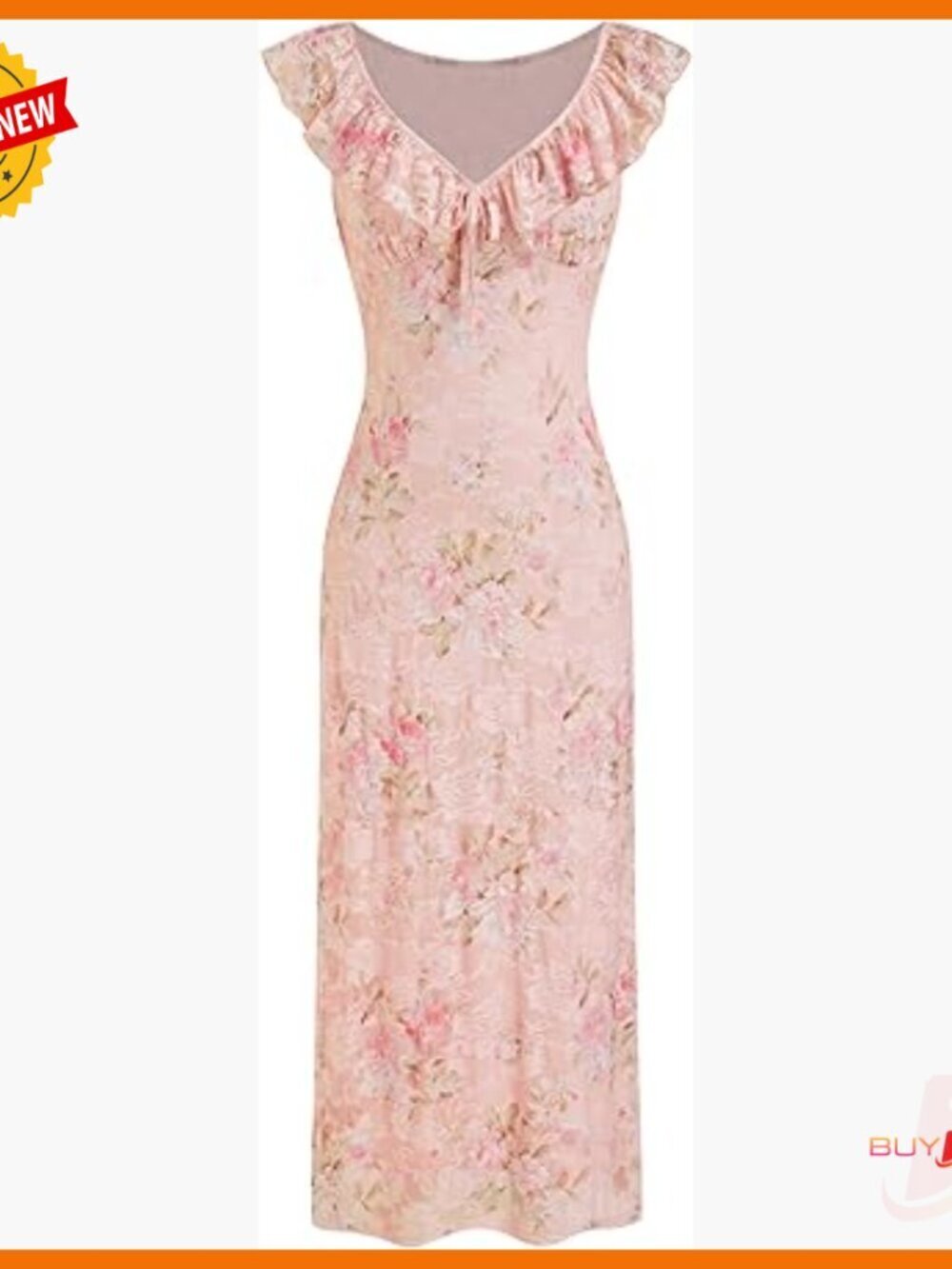 Summer Floral Maxi Dress with Ruffle Shoulders for Wedding Guest Formal